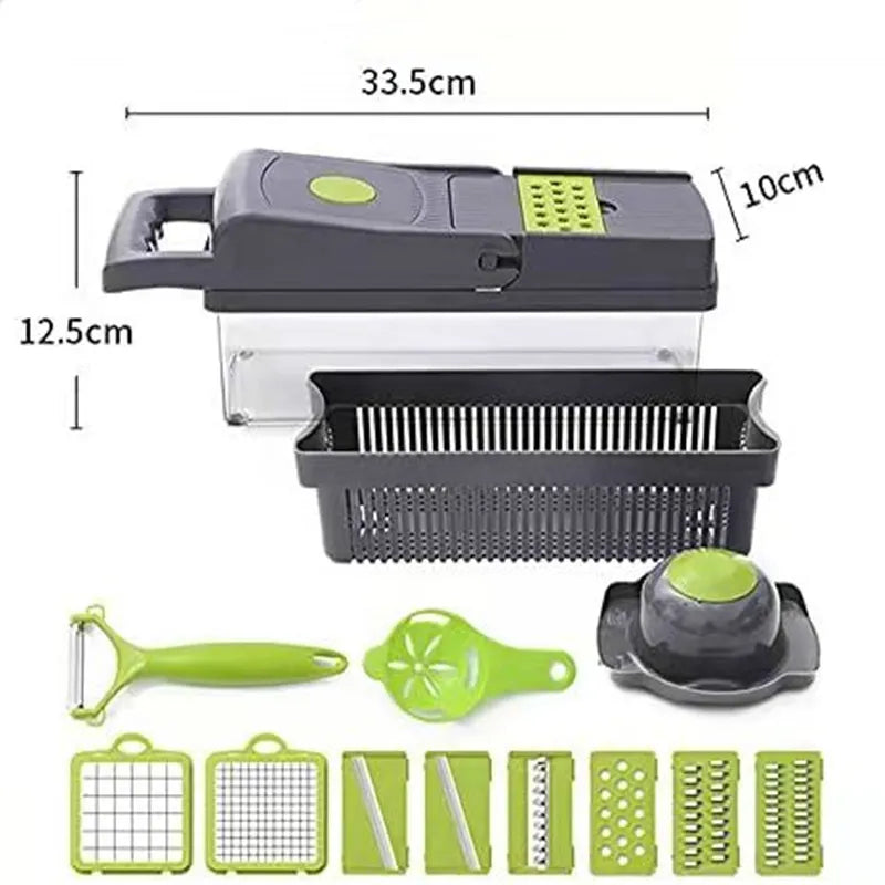 16-in-1 Vegetable Chopper, Dicer & Slicer with Storage Container – Multi-Functional Kitchen Cutter