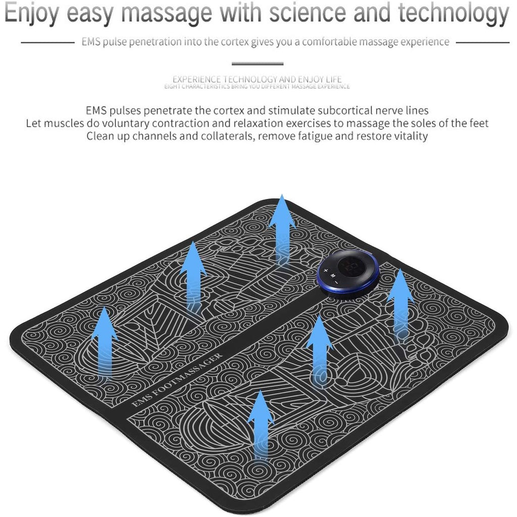 EMS Foot Massager Mat – Electric Foot Massage Pad with 9 Intensity Levels, 6 Modes & Smart Display for Home Relaxation