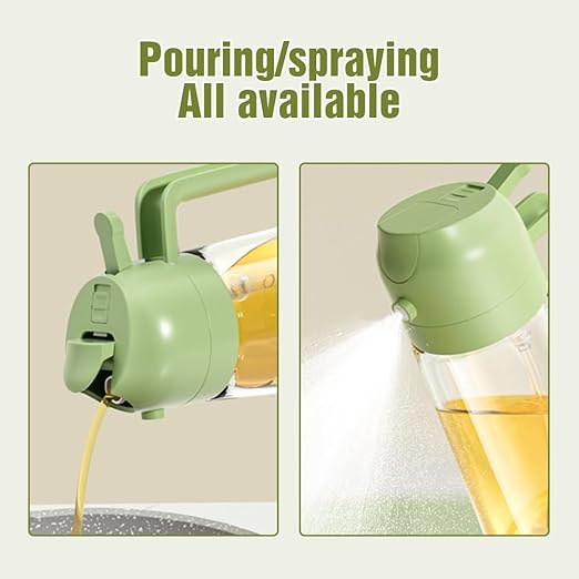 2-in-1 Glass Oil Sprayer & Dispenser 500ml – Spray & Pour Cooking Oil Bottle