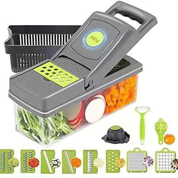 16-in-1 Vegetable Chopper, Dicer & Slicer with Storage Container – Multi-Functional Kitchen Cutter