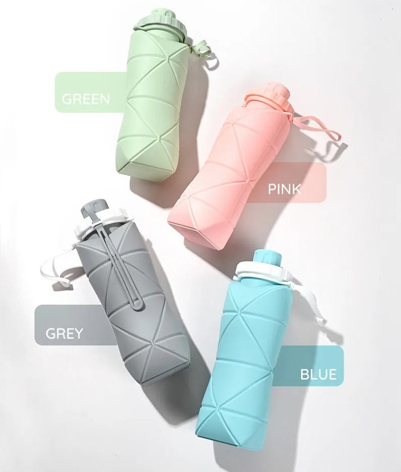 Silicone Folding Bottle 600ML | Foldable & Collapsible Travel Water Bottle