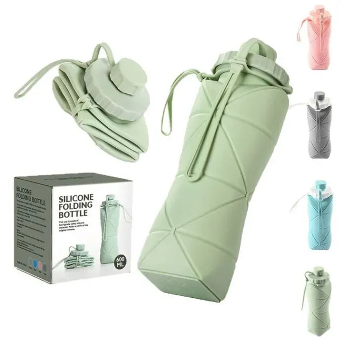 Silicone Folding Bottle 600ML | Foldable & Collapsible Travel Water Bottle