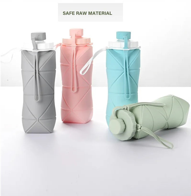 Silicone Folding Bottle 600ML | Foldable & Collapsible Travel Water Bottle