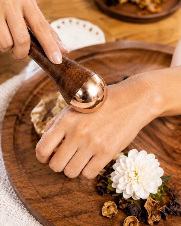 Kansa Wooden Face & Foot Massager | Handheld Self-Care Massage Tool